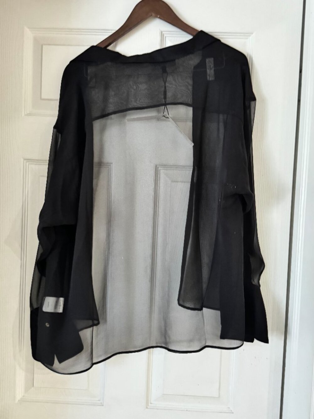 Retrofete Ramona Silk Chiffon Shirt Black M NWT Sheer - Picture 6 of 7